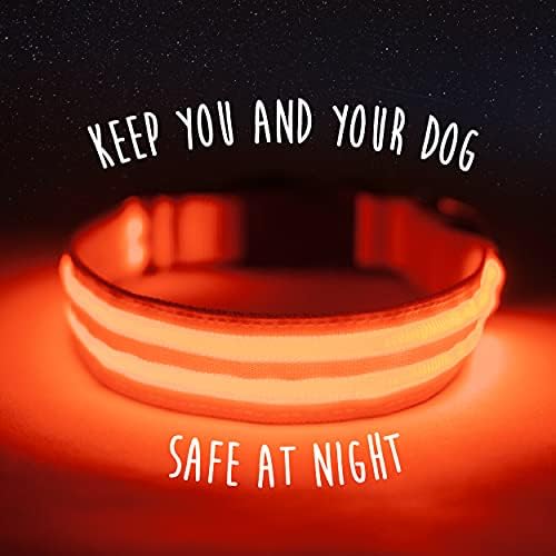 צווארון כלב בטיחות כפה אדירה | USB נטען עם 2 רצועות זוהר נראות גבוהות לחיות מחמד קטנות, בינוניות וגדולות.